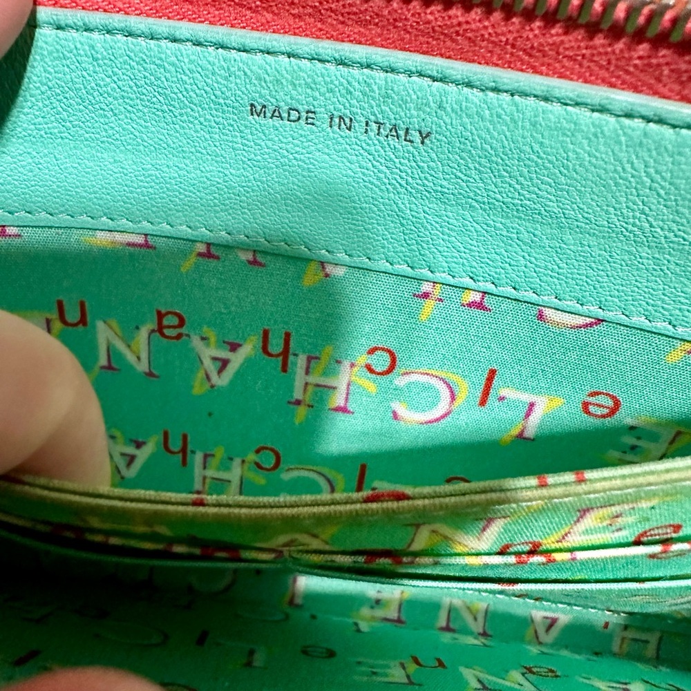 CHANEL ❤️🌟 PINK ZIPPY WALLET WITH GREEN MONOGRAM INTERIOR⭐️ - Picture 6 of 9